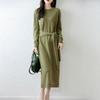 Women Sweater Dress 100% Wool TIDENOVEL O-neck Knit Long Pullover Winter Jumpers Wool Long Dress Female