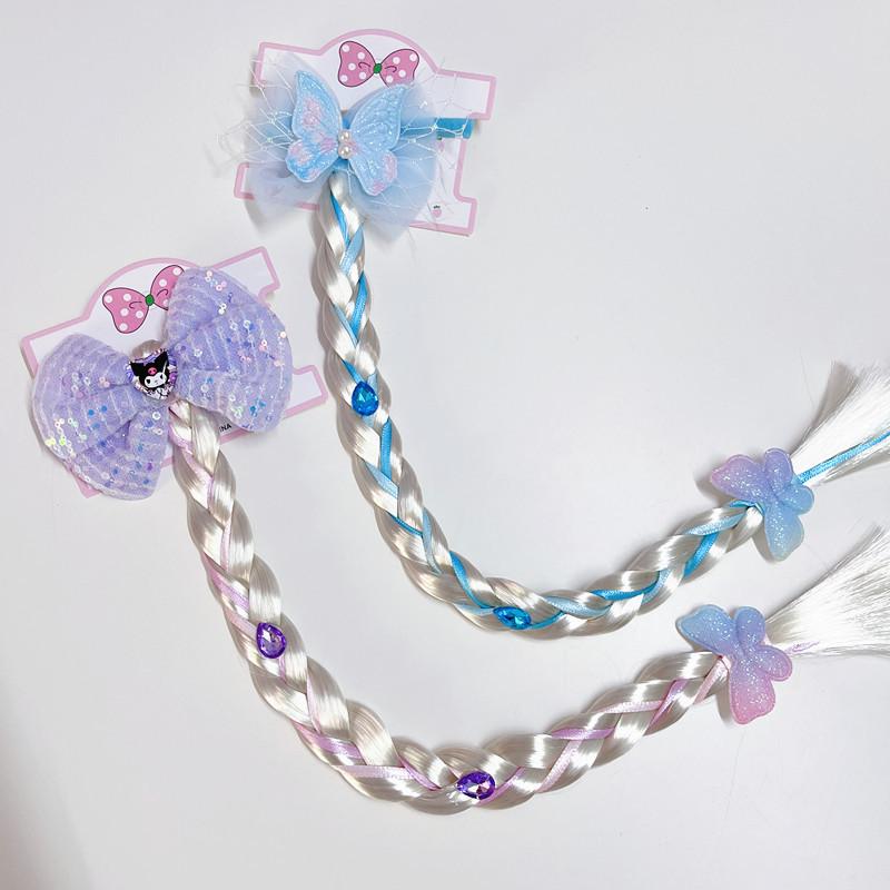 Детский милый парик-хвост с косичкой из сетки, украшенный морской звездой, жемчугом и бантом