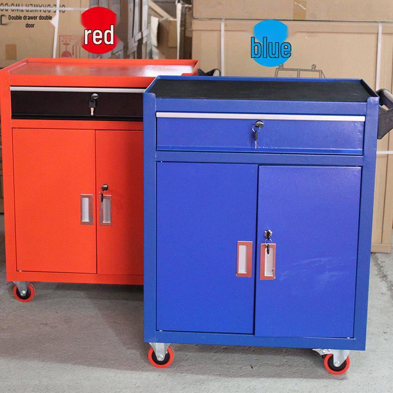 Heavy-Duty Workshop Tool Cabinet with Drawer - Hand-Pushed Cart and Tool Storage