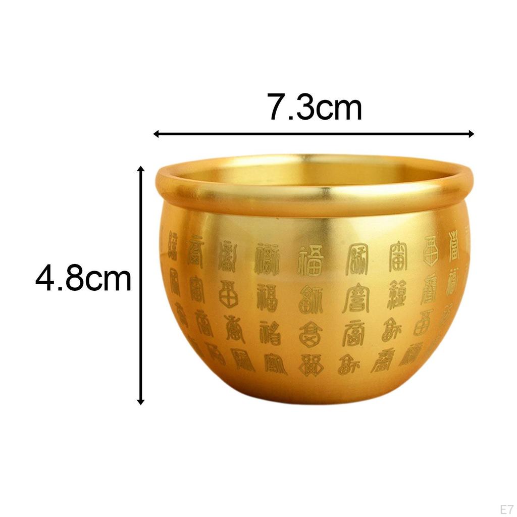 Brass Feng Shui Bowl Chinese Traditional Luck Fortune Wealth Statue Sculpture Success Folk Treasure