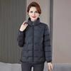 Women Cotton Jacket Stand Collar Long Sleeve Solid Color Zipper Closure