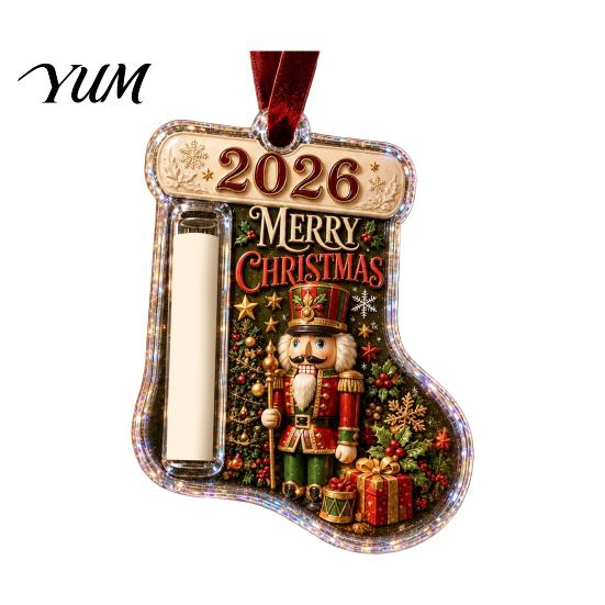 Clear Acrylic Stocking Ornament Shaped Christmas Cash Gift Ornament, Money Holder Hanging Fun Holiday for Colleagues Decor, Xmas Tree Tree,