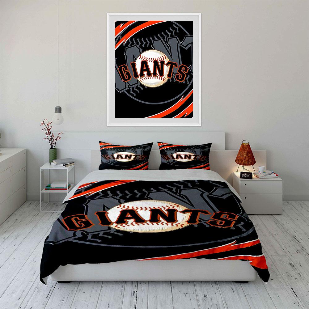 "Baseball Theme with GIANTS Logo Design" Print Bedding Set Duvet Cover Pillowcases (1* Duvet Cover 2* Pillowcases Do Not Include Comforter)