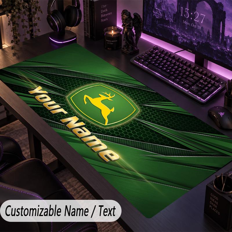 Большой Коврик для Мыши John Deere С Именем Персонализированный Настольный Коврик Нескользящий Игровой Коврик