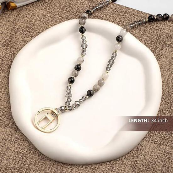 Натуральный камень искусственный кристалл держатель для карт регулируемый ID шнурок женский ручной работы бисер