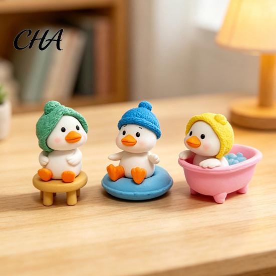 Bubble Bath Duck Collection 4Pcs Kawaii Bathtub Figurines, Cute Miniature Bathroom Scene Decor for Car Animal Figures Dashboard Desk Windowsill Shelf
