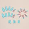 Medium and long lake blue drip diamond manicure, flash solid color fake nails, fashionable and luxurious diamond wearing nail