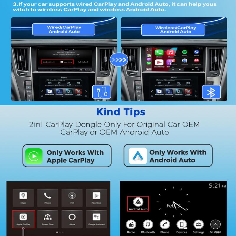 Беспроводной автомобильный адаптер Адаптер Car Play Универсальный автомобильный беспроводной адаптер Портативный беспроводной адаптер Car Play Беспроводной автодонгл Для