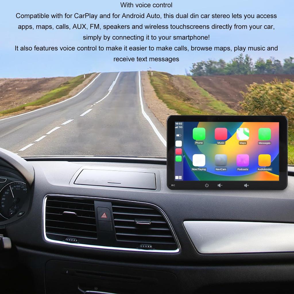 Автомагнитола для CarPlay для Android Портативный сенсорный экран Bluetooth Мультимедийный автомобильный аудиоприемник с HD камерой заднего вида Mirror Link Клейкий 7" Авто, проигрыватель,