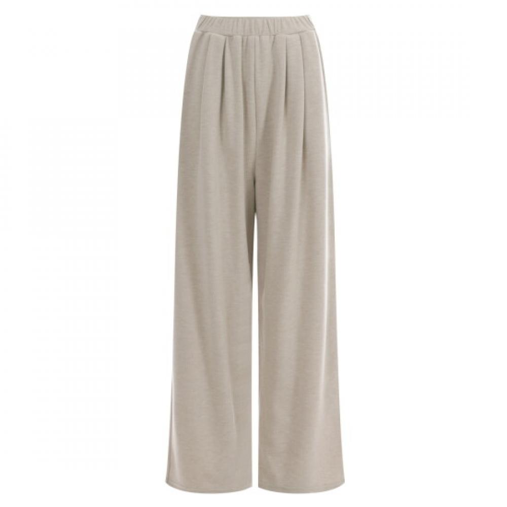 Shop Women S Pin Tuck Wide elaStic waiSt Training pantS Beige Pic Wpt 11818