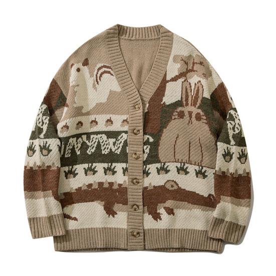 Winter Sweater Anti-pilling Print Long Sleeve Great Vintage for Daily Wear