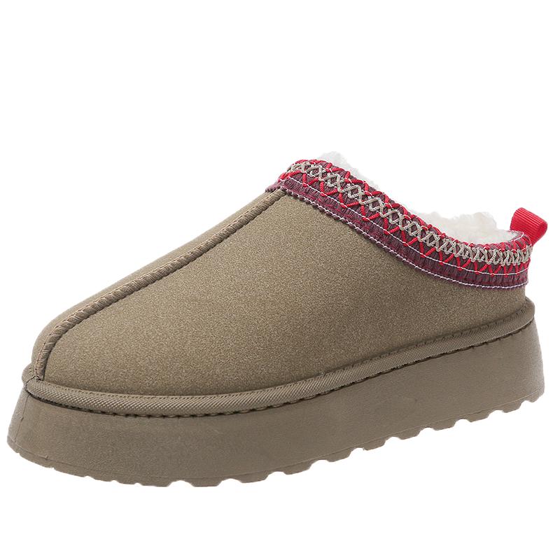 2024 Новые женские шерстяные тапочки, теплые шерстяные низкие сапоги на платформе, тапочки, женские уличные нескользящие ботинки, обувь для женщин