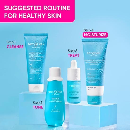 Увлажняющий крем Dot & Key Ceramides с гиалуроновой кислотой для интенсивного увлажнения и укрепления кожи | С пробиотиками и рисовой водой | 100 г