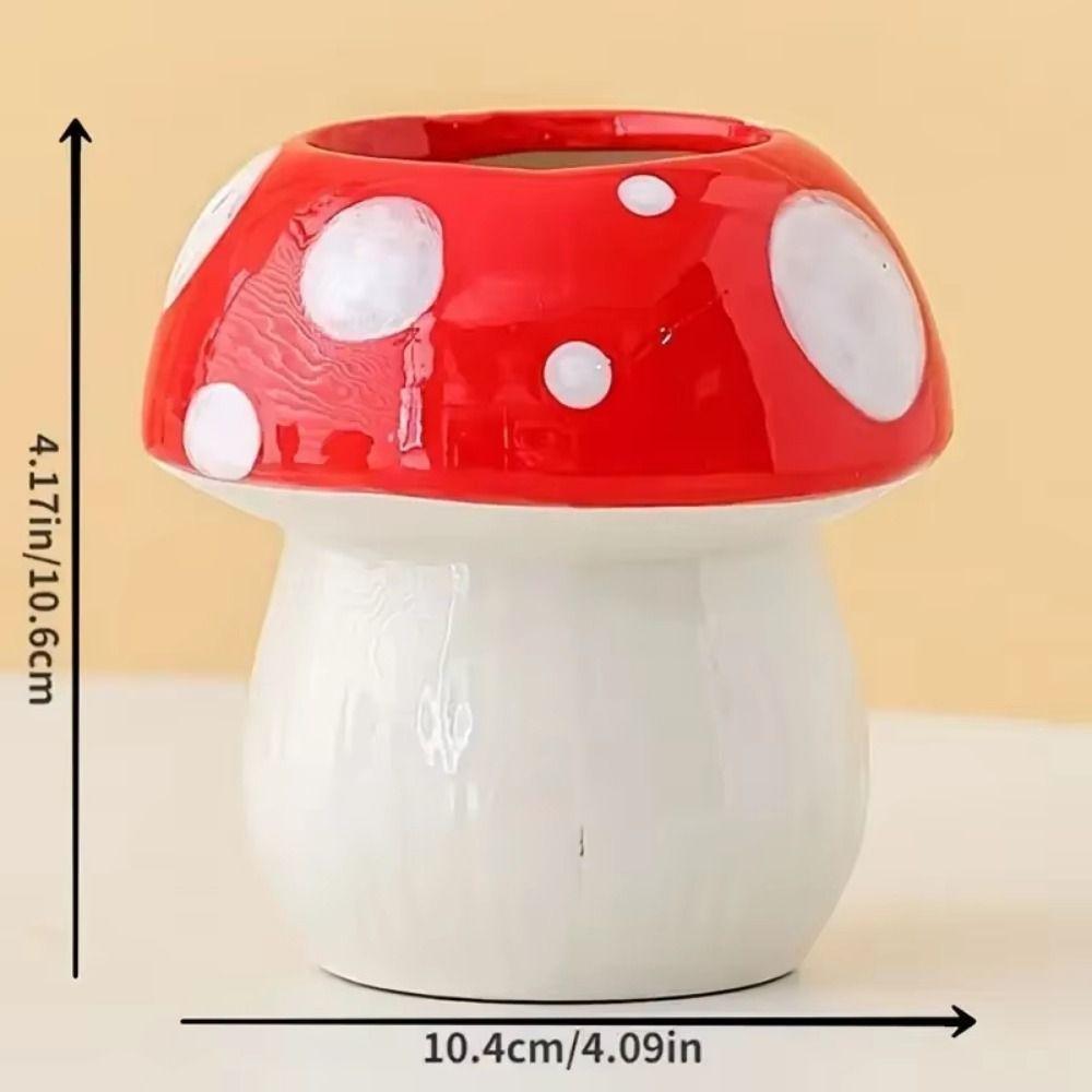 Creative Decoration Mushroom Decorative Piece Pink and Red Makeup Brush Holder Office Environment