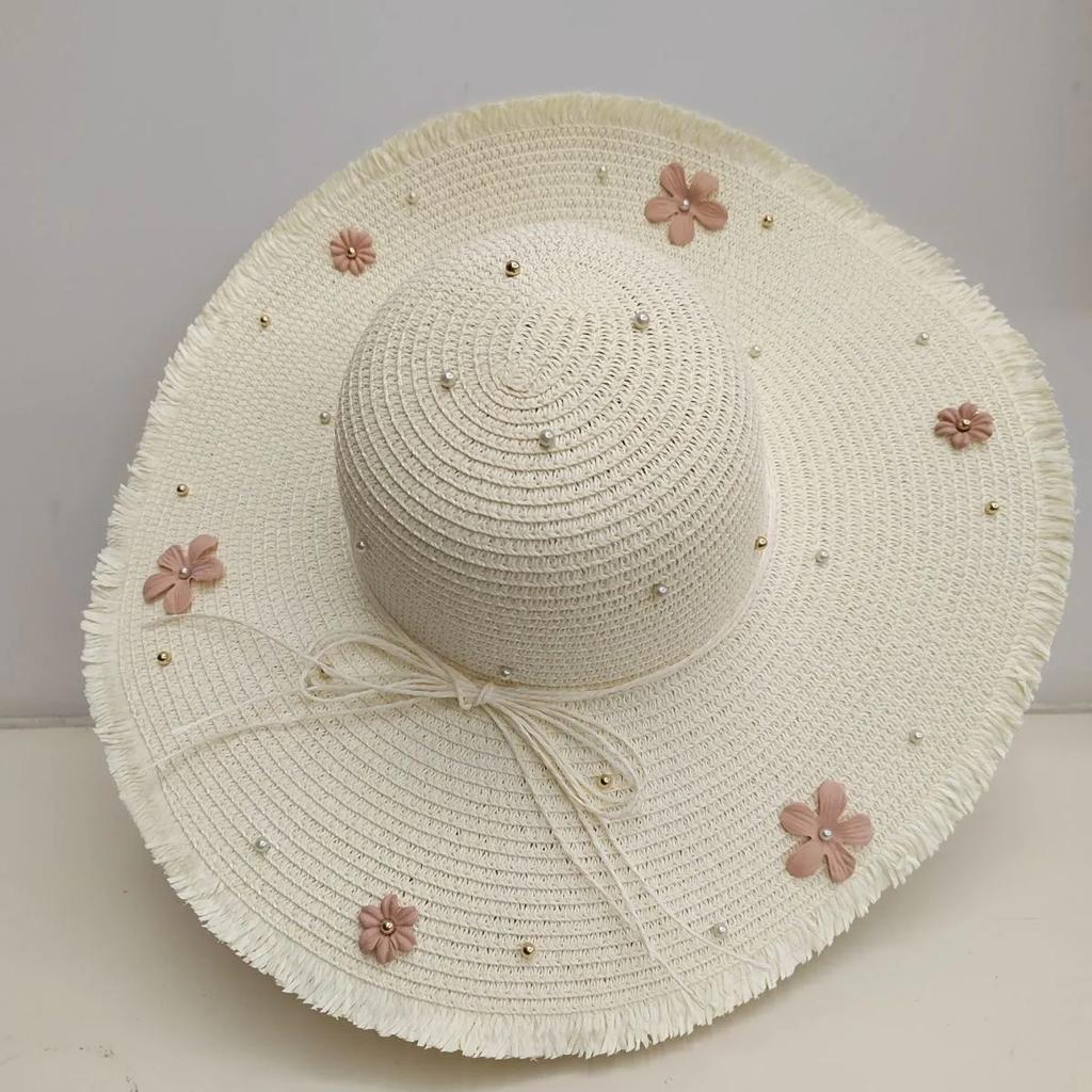 WTEMPO Summer Rope Bow Wide Brim Outdoor Travel Beach Hats Women's Foldable Solid Color Casual Large Bucket Hats