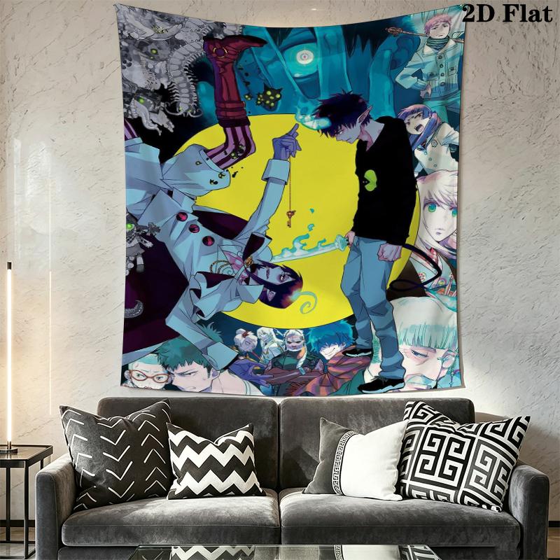 Blue Exorcist Wall Tapestry Aesthetic Wall Hanging Printed Fabric Blanket Decorative Tapestries for Bedroom Living Room Home Decor