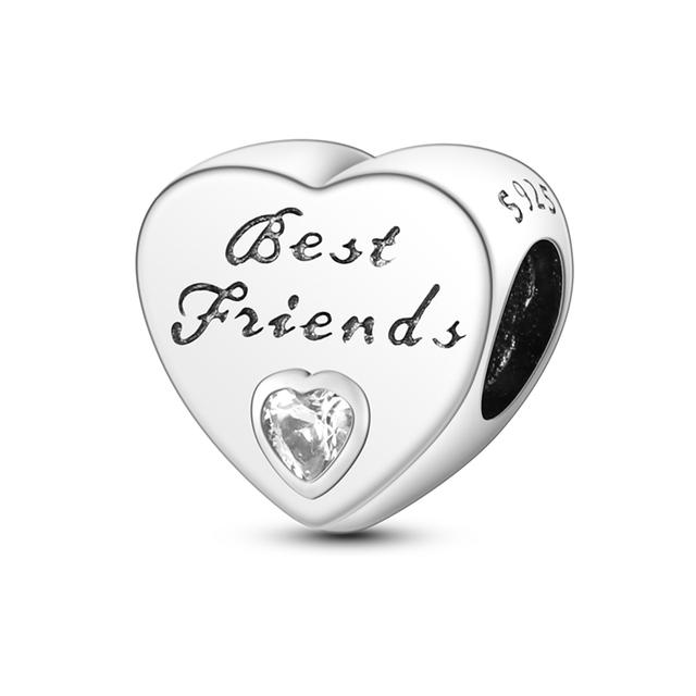 Heart Shape 925 Silver Family Lover Affection Pendant Charm Beads Fit Woman's Cute Bracelet DIY Jewelry For Women