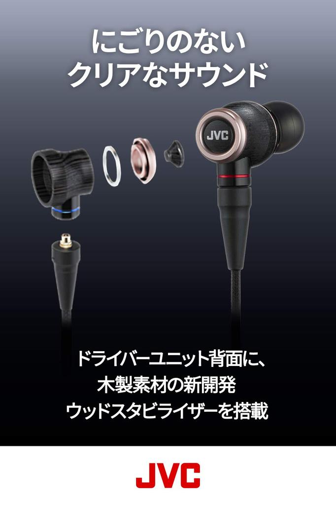 Наушники серии JVC WOOD с высоким разрешением, совместимые с источником звука HA-FW01 CLASS-S внутриканальные перекабелируемые/высокие HA-FW01