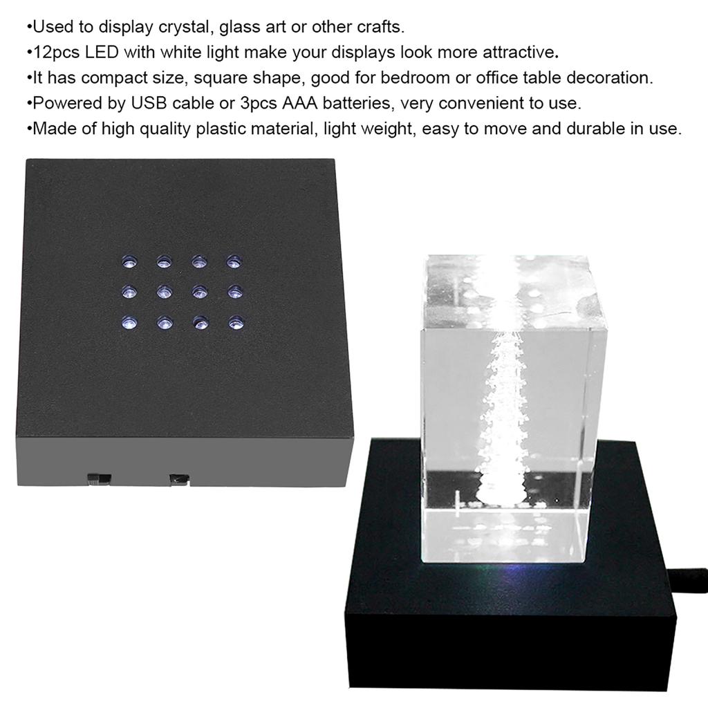 Держатель основания стойки дисплея белого света 12LED для искусства кристалла/стекла