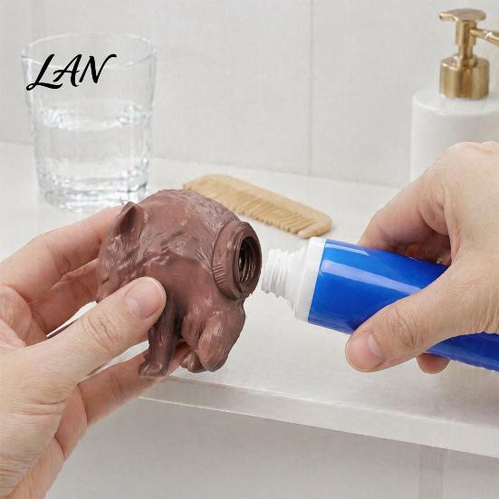 Funny Toothpaste Extruder 3D Printed Cat Cap, Vomiting Topper, Dispenser Creative for Kids Adults Bathroom Accessory Fun
