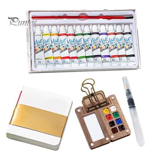 Мини-коробка для акварельных красок Pocket Artist Travel Set 8/15-цветная палитра из орехового дерева с металлическим зажимом Портативная акварельная ручка