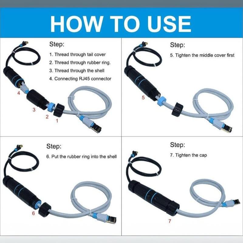 Водонепроницаемый сетевой разъем RJ45 CAT6/CAT6A/CAT7 LAN-штекер для наружной промышленной Ethernet-кабельной проводки