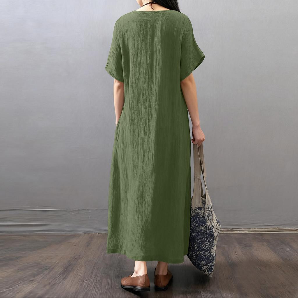 Платье Для Женщин Длинное Бохо Пляжное Платье Элегантное Макси Платье V-образный Вырез Короткий Рукав Платье