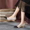 Модная женская обувь на танкетке, вязаная обувь с увеличением высоты, летняя новинка, с острым носком, повседневная обувь-лоферы слипоны, удобная обувь, женская дышащая обувь для ходьбы