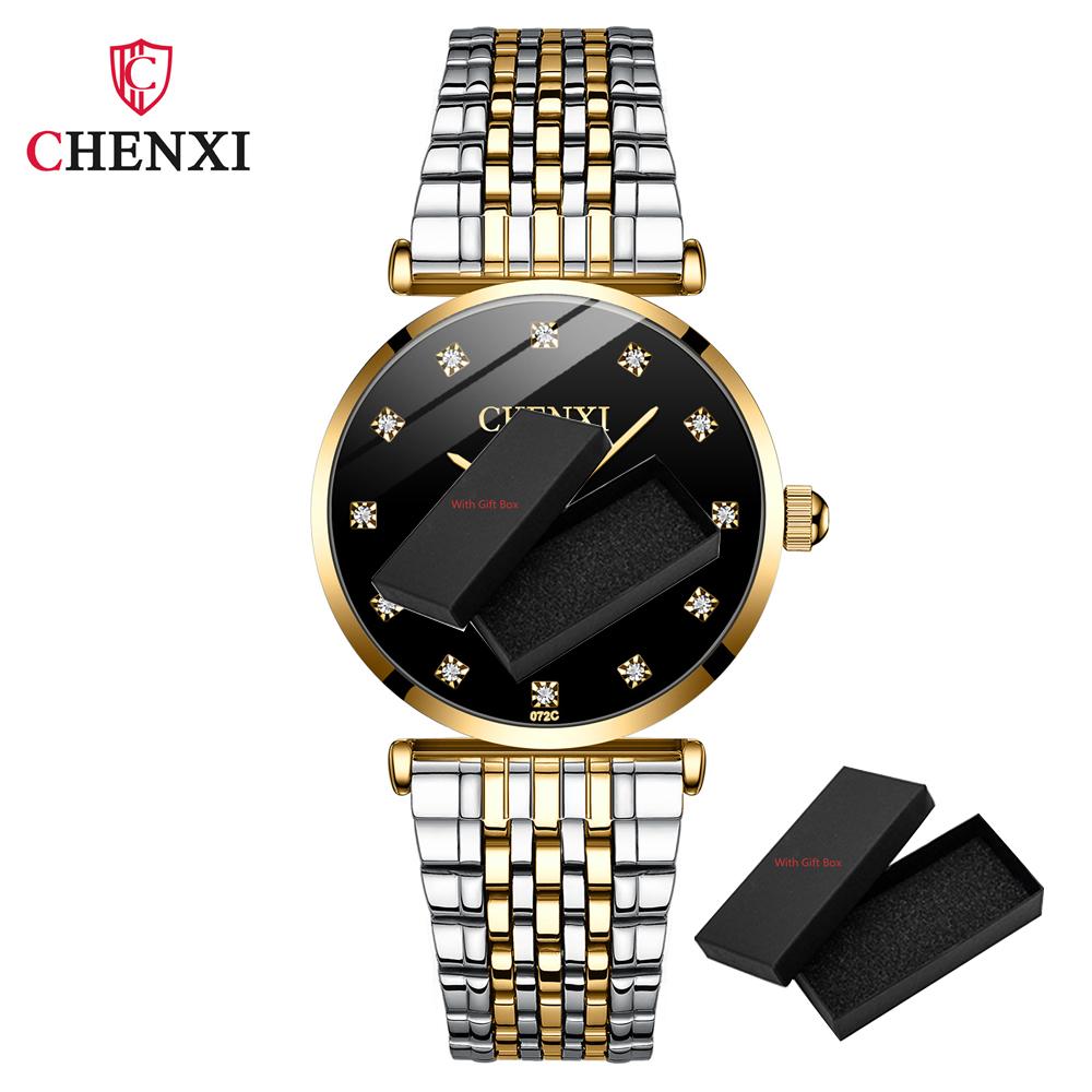 Fashion Chenxi Brand Couple Top Brand Luxury Golden Full Stainless Steel Waterproof Classic Design Quartz Watch Relogio Saat