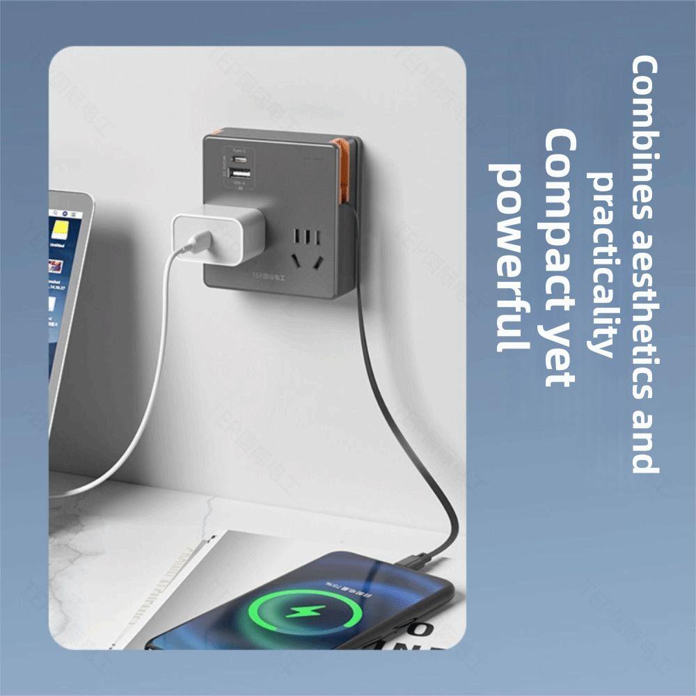 Компактная плоская сетевая розетка с USB-портами C, удлинитель для нескольких устройств, экономия места