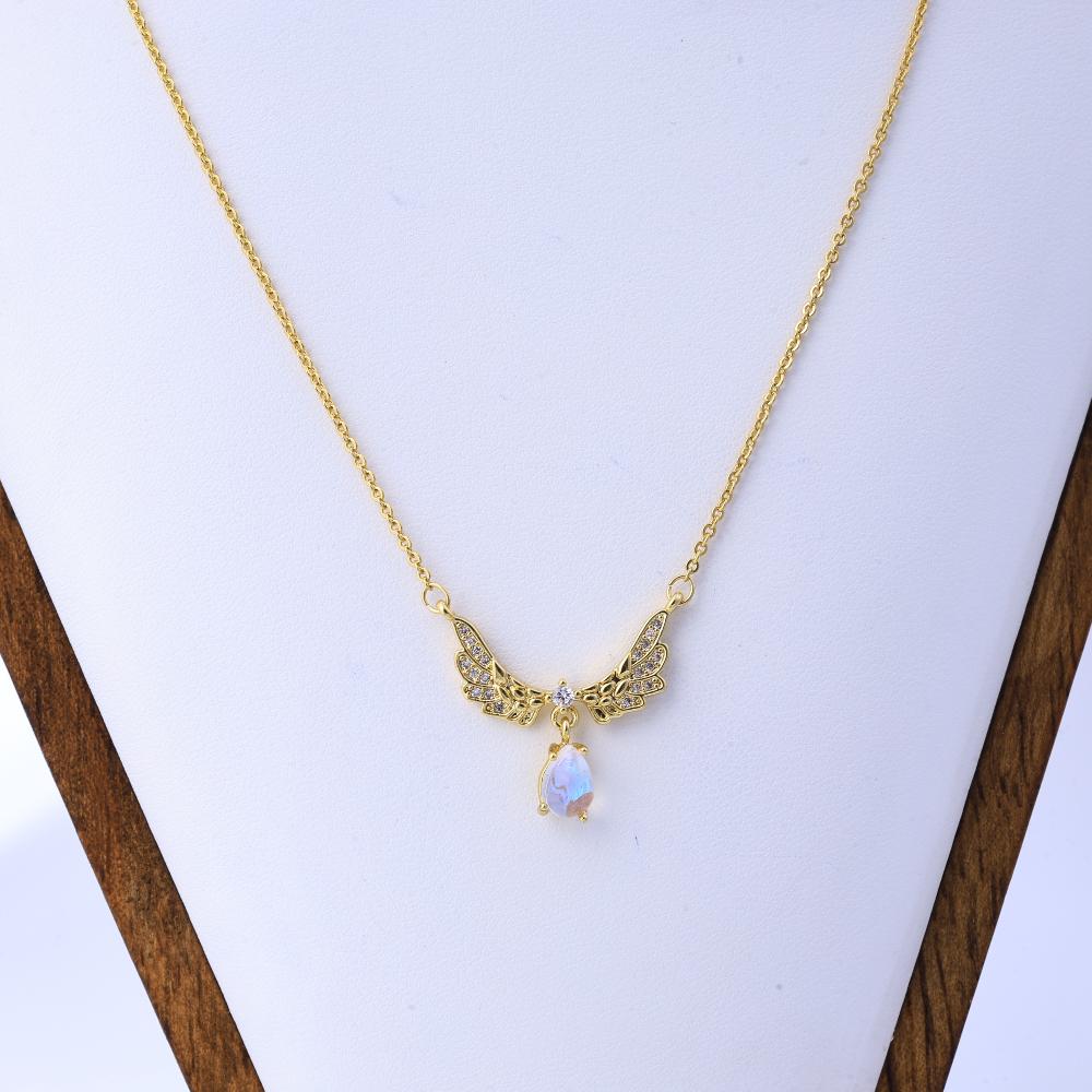 Мода, ослепительные драгоценные камни, крылья ангела, ожерелья из титановой стали, женская индивидуальность, универсальный, легкая роскошь, цепочка для ключицы