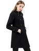 Allegra K Women's Lasha Coat, A-Line, Stand Collar, Double-Breasted, Long Sleeves, Cold Weather, Fall/Winter, Black, Size M