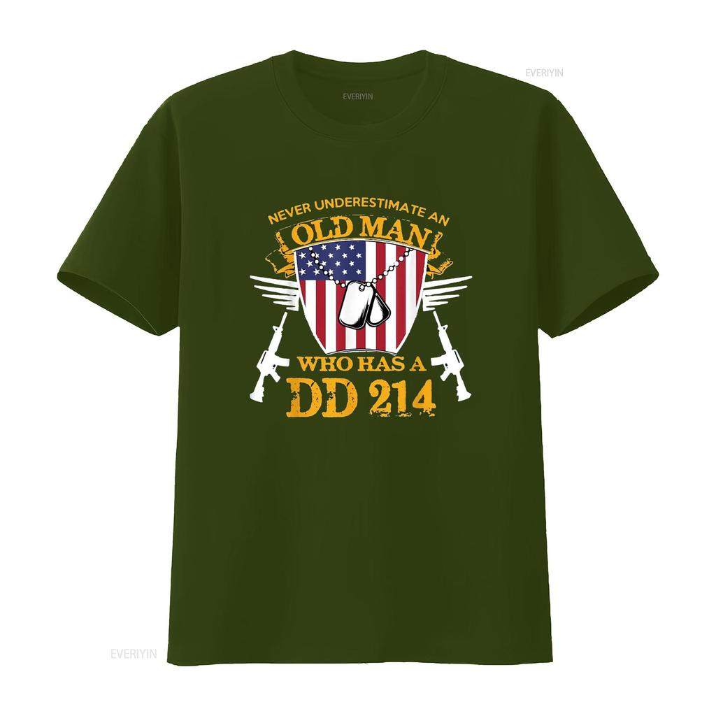 Never Underestimate An Old Man Who Has a DD 214 Alumni T Shirt vintage Washed Top For Everyday Wear Versatile streetwear