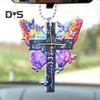 Butterfly Jesus Cross Hanging Ornament Moon American Flag Pendant Car Interior Decor for Auto Rear View Mirror Accessories Christmas Tree Charm