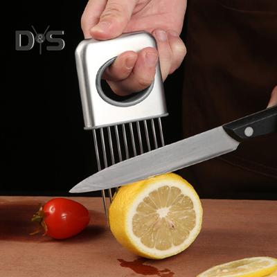 Держатель для лука с эргономичной ручкой из нержавеющей стали, приспособление для нарезки говядины, овощерезка, для картофеля, помидоров, моркови, фруктов, лимонов, мяса, кухонный гаджет