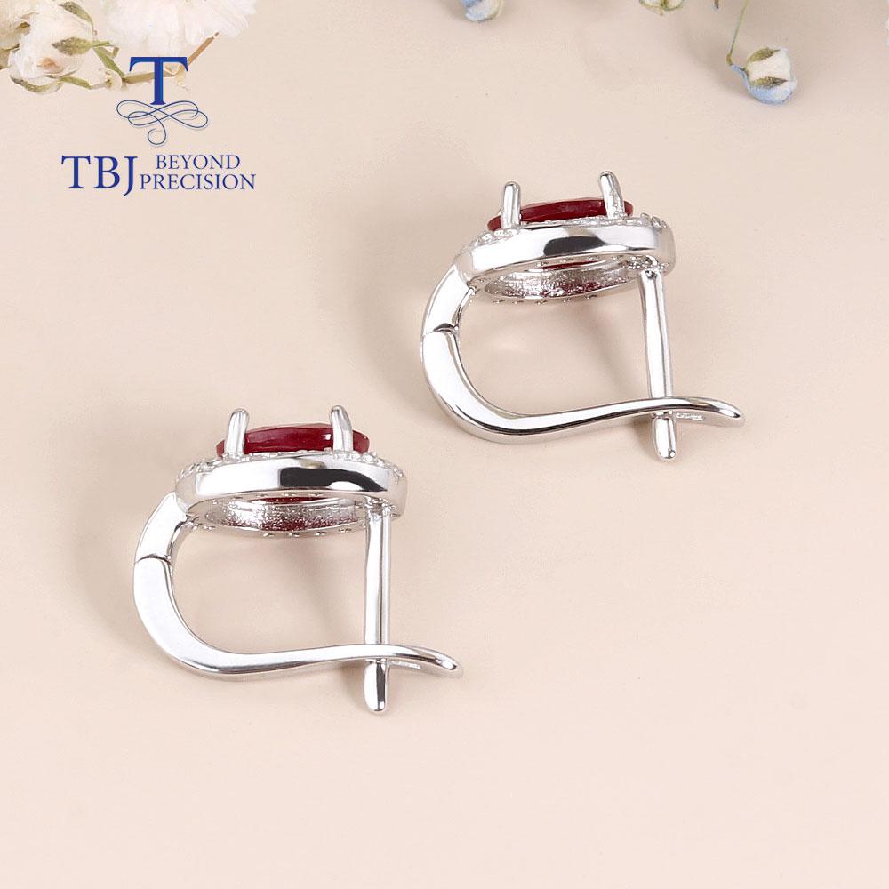 925 Sterling Silver Classic Design Africa Ruby Clasp Earring Natural Precious Gemstone Jewelry for Women Lady Nice Gift Birthday Party