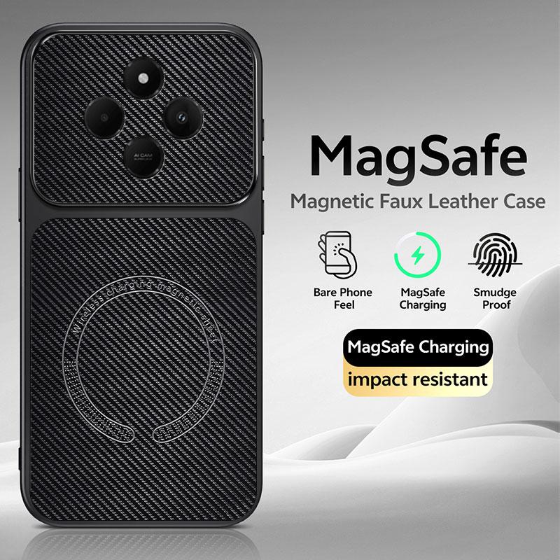 Чехол-книжка из роскошной PU-кожи с магнитной беспроводной зарядкой для Magsafe Xiaomi Redmi 14C 15A A4 A3 A7 Pro 17, мягкая задняя крышка