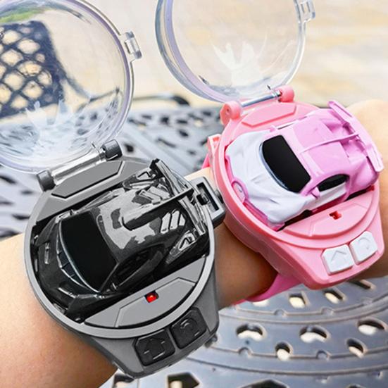 1 Set Mini Car Toy with Protective Cover Cartoon Shape Creative Miniature Anti-interference Drift Toy Rechargeable Watch Remote Control Racing Car Toy