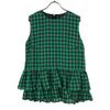 Unused GRACE CLASS Linen Blend Check No Sleeve Cut 38 Green X Blue Frill Women Used