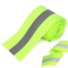 Silver Reflective Tape Safty Strip Sew On Lime Green Synth Fabric 3 Meters