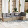 6-piece Garden Sofa Set with Beige Cushions In Poly Rattan, 2-seater Garden Sofa with Storage 3354049