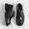 Мужские корейские кожаные туфли-оксфорды на платформе, мужские дерби, повседневные туфли-лоферы с квадратным носком, деловые туфли 38-48