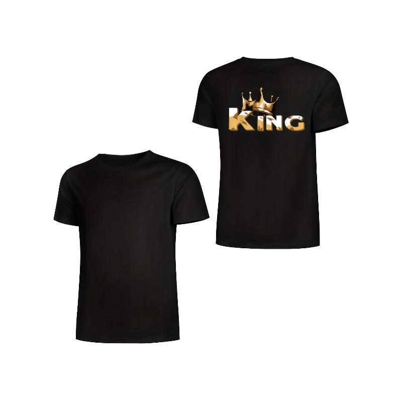 Европейские размеры Мужская футболка с графическим принтом на спине - Черная с смелым золотым lettering - Обычный крой Повседневная и для особых случаев