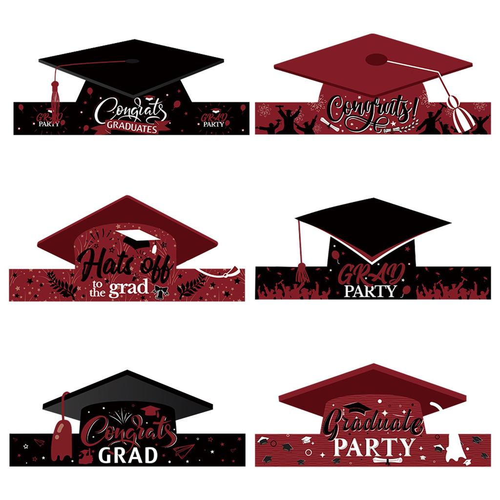 Paper Graduation Cap,  Handmade In Black And Red,  Graduation Party Decoration Props,  Dr. Hat Headband