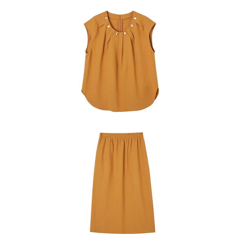 Women's Lycra Tencel Linen Blend Sleeveless Skirt Set