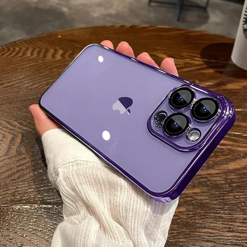 Прозрачный чехол с покрытием для iPhone 17 Air 16 1 14 13 11 12 Pro Max Plus 13 12 Mini, силиконовая накладка с защитой всей камеры