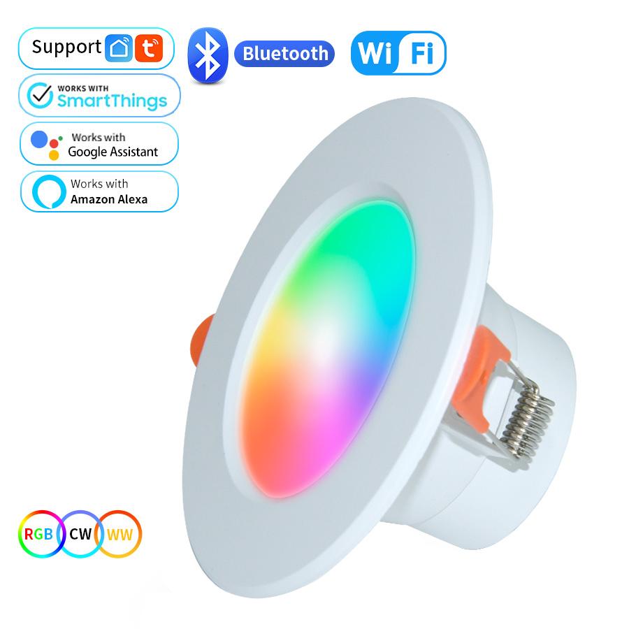 Wi-Fi Smart LED Downlight RGB с регулируемой яркостью Точечные светодиодные светильники Кухонный потолочный светильник Bluetooth 10 Вт 15 Вт с Alexa Google Home