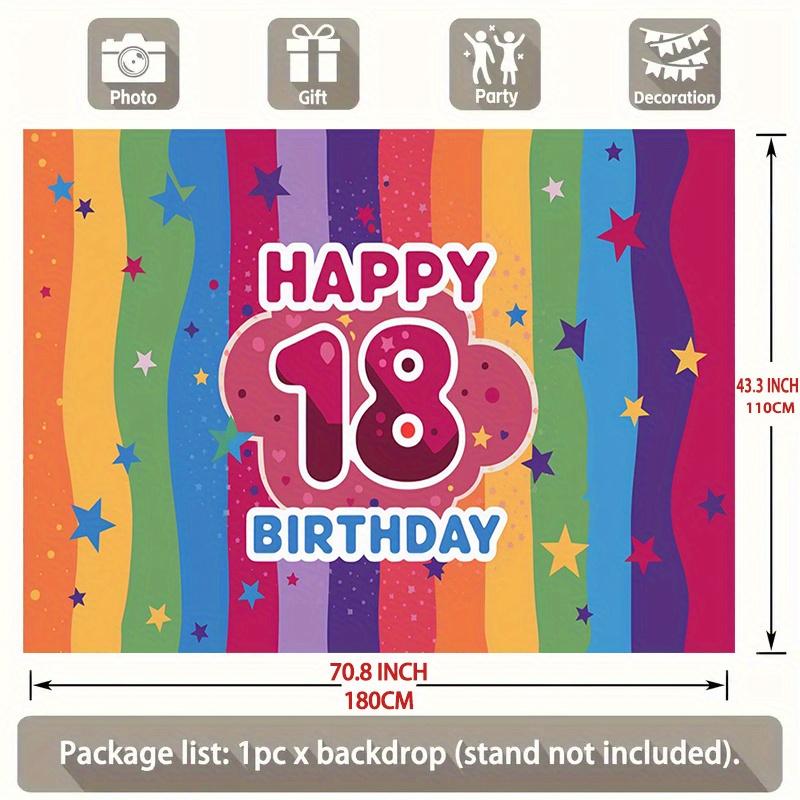 18th Birthday Party Backdrop Polyester Banner 229.87 x 179.83 cm Photo Booth Decoration