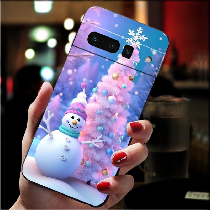 Phone Case For Google Pixel 10 Pro XL 9 Pro XL 9A 8 7 6 Pro Pixel 8A 7A 6A Pixel 8 7 6 5 Cute Snowman Christmas