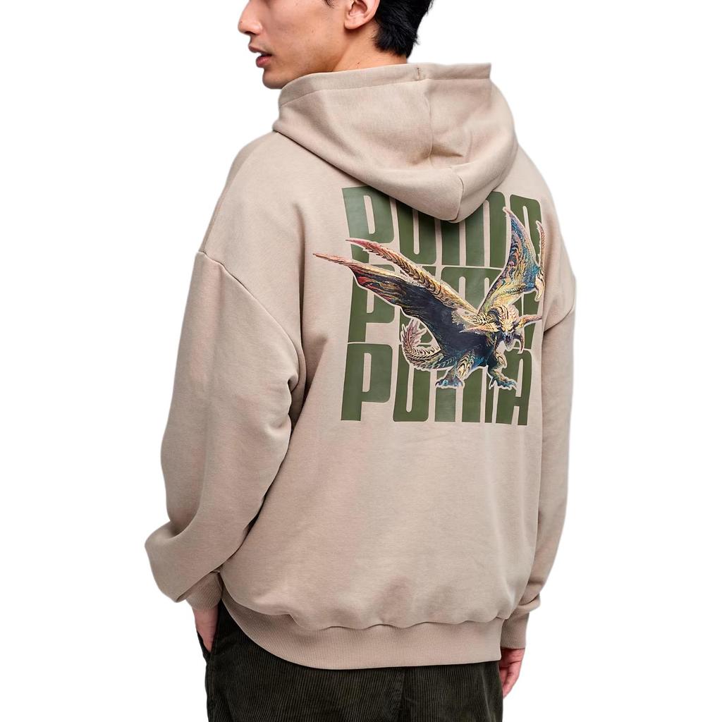 Puma X Monster Hunter Wilds Коллаборация FW25 С принтом на спине Новый узор Egedora Свободная теплая толстовка с капюшоном Лонгслив Свитшот 636484-55